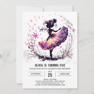 Flickans fantastiska Ballerina Birthday Inbjudningar