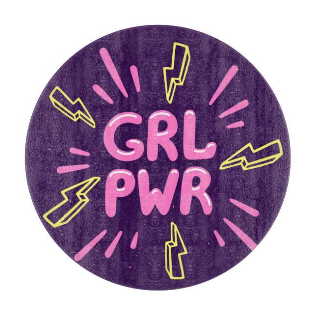 Flickans feministiska slogan, violett bakgrund. (Framsidan)