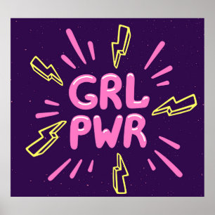 Flickans feministiska slogan, violett bakgrund. poster