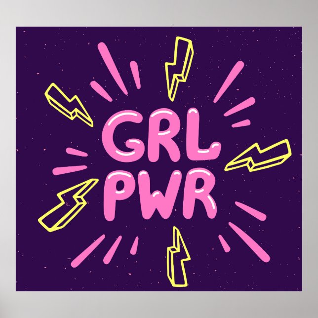 Flickans feministiska slogan, violett bakgrund. poster (Framsidan)
