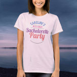 Flickans Firande i ett Bachelorette Party T-Shirt<br><div class="desc">Att fira ett Bachelorette-parti. Designad för någon som har ett "Bachelorette Party"! Bachelorette Party eller Hen Night firande t-shirt med datum för party. Bachelorette Party-skjorta. Lägg till namn för den person vars party det är. Bachelorette Party t-shirt.</div>
