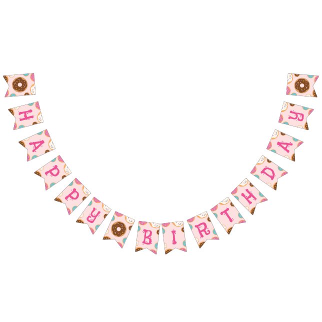 Flickans födelsedag Donut Party - Party Flagga Bun (Alla)