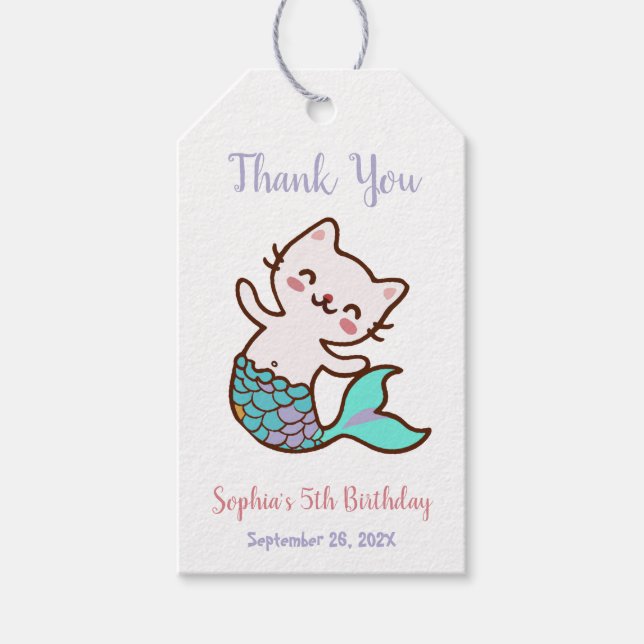 Flickans födelsedag Katt Havsfröya Under havet Tac Presentetikett (Framsidan)