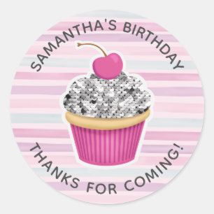 Flickans födelsedag tack runt klistermärke