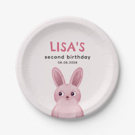 Flickans födelsedagsfest med rosa baby bunny