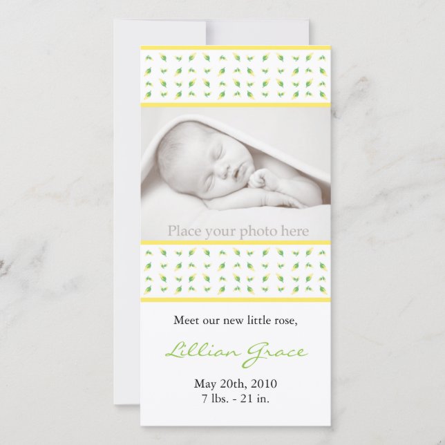 Flickans födelsemeddelande - Fotokort Meddelande (Framsida)