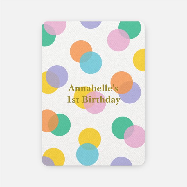 Flickans första födelsedag färgstark Polka dots Inbjudningar (Skapare uppladdad)