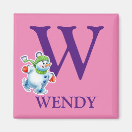 Flickans första snögubbe julmagnet magnet