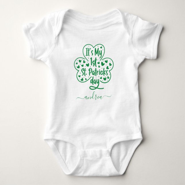 Flickans första St. Patricks Day Cute Klöver & Nam T Shirt (Framsida)