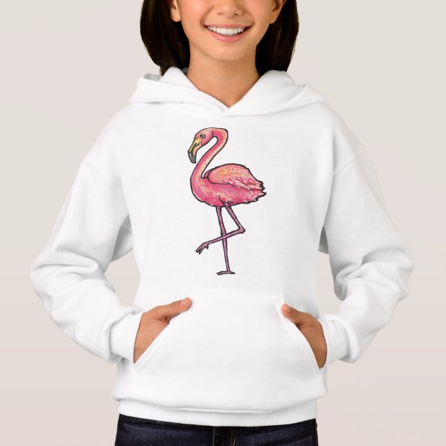 Flickans Hooded Pullover - Flamingo T Shirt (Framsida)