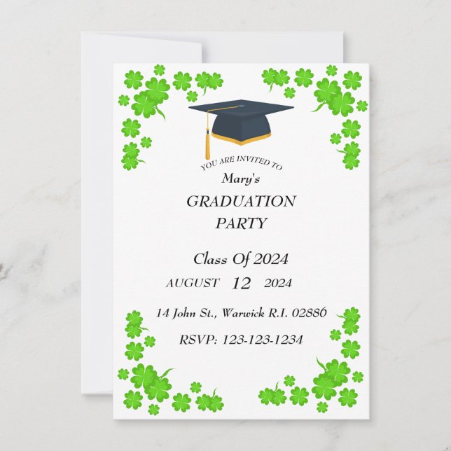 Flickans inbjudan till Studentfesten Irish Klöver (Framsida)