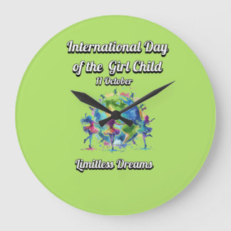 Flickans internationell-dag. Begränsade drömmar. Stor Klocka