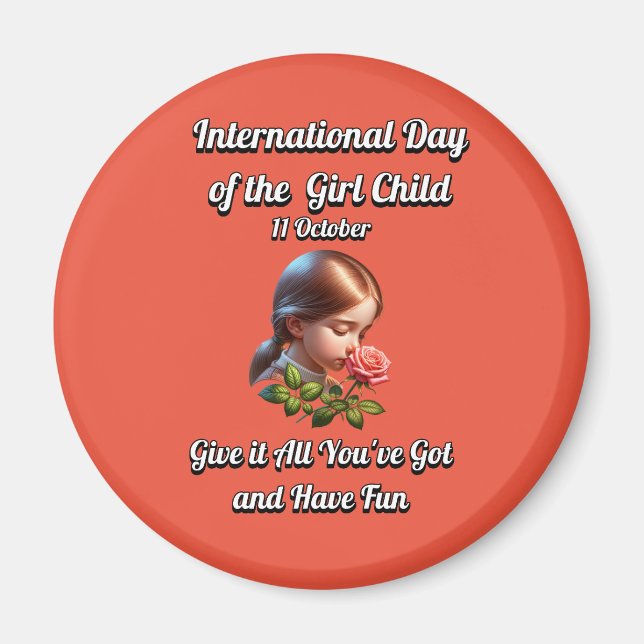 Flickans internationell-dag. Ha Roligt Magnet (Framsidan)