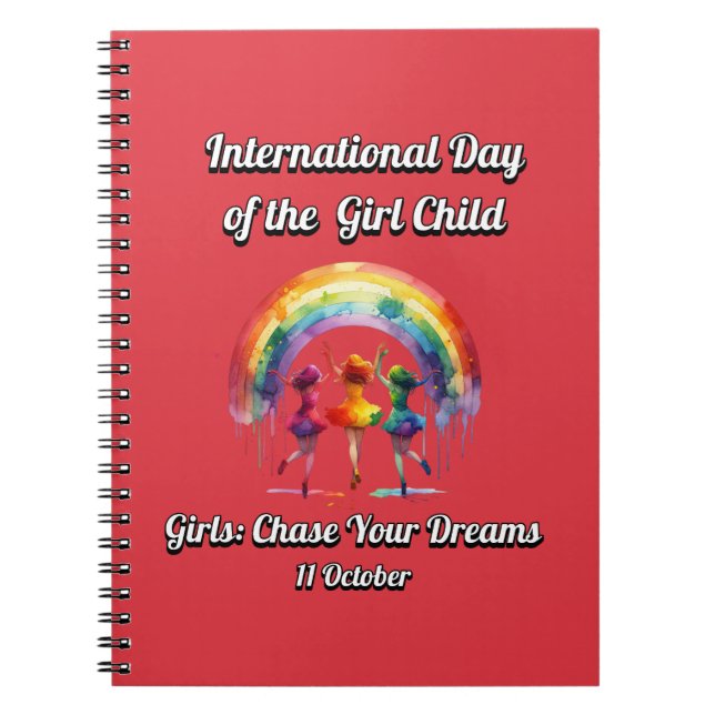 Flickans internationell-dag, jaga dina drömmar. anteckningsbok (Framsidan)