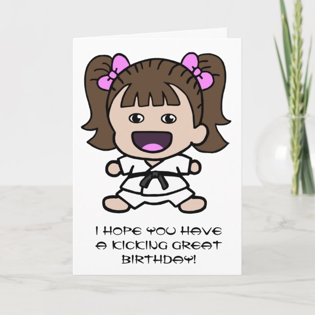 Flickans Karate Birthday Card Kort (Framsida)