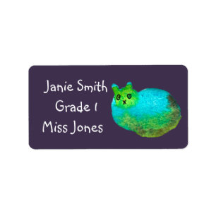 Flickans katt söta namn bok-etiketter adressetikett