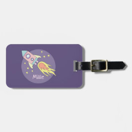 Flickans Lila Galaxy Rocket Frakt Kids Bagagebricka