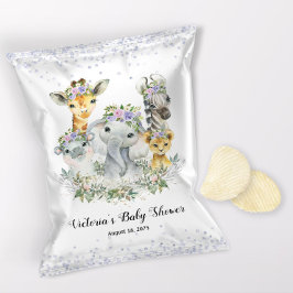 Flickans Lila Safari Baby Shower Chip Bag Wrapper Reklamblad