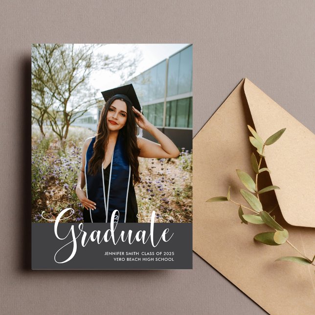 Flickans meddelande om foto-Studentfest (Girl's Photo Graduation Party Announcement)