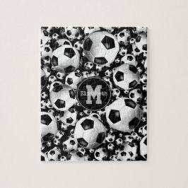 Flickans monogrammade fotbollar mönster pussel
