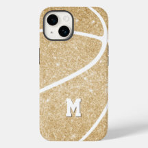 Flickans monogrammade guld basketboll Fodral-Mate