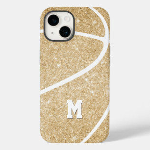 Flickans monogrammade guld basketboll Fodral-Mate 