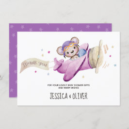 Flickans Nalle-flygplan - tackkort Inbjudningar