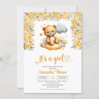 Flickans nalle gula blommor-flickdusch