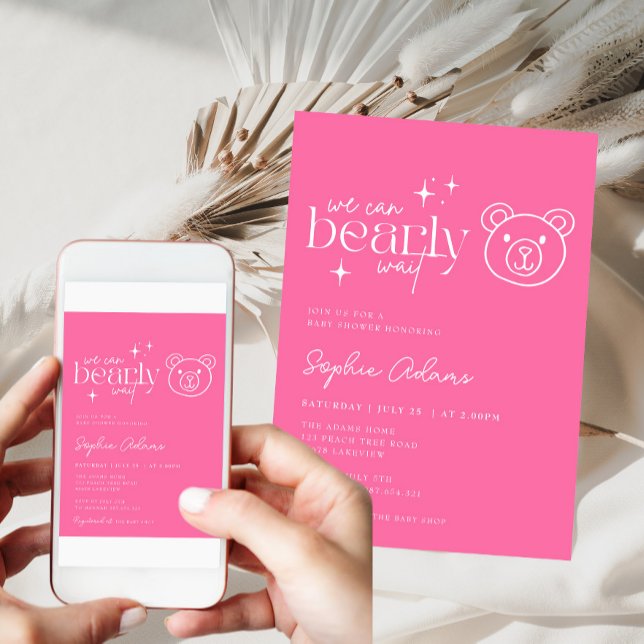 Flickans Nalle vi kan bota babyskåda Inbjudningar (Skapare uppladdad)