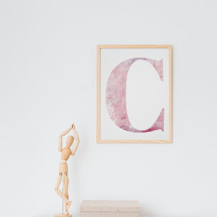 Flickans Namn Brev C Rosa Watercolor Poster
