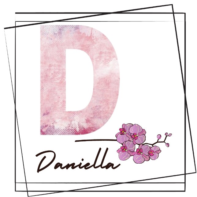 Flickans Namn Brev D Rosa Watercolor Poster (This is just a mockup (flower and name not included).)
