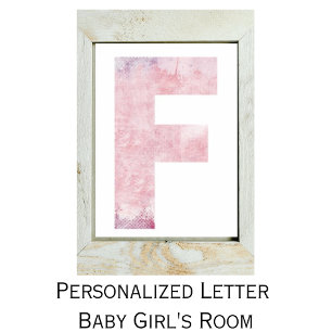 Flickans Namn Brev F Rosa Watercolor Poster