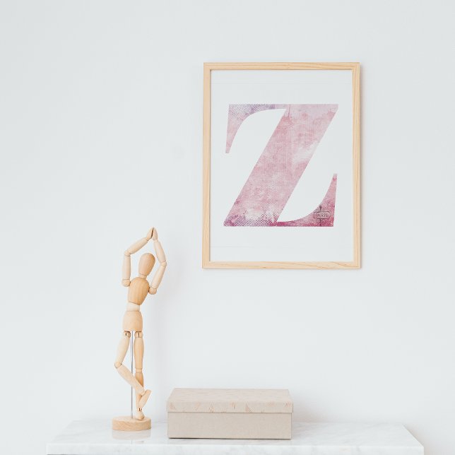 Flickans Namn Brev Z Boho Rosa Watercolor Poster (Skapare uppladdad)