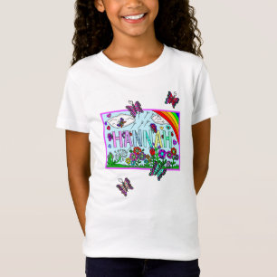 Flickans Namn Hannah Whimsical Flowers, Rainbow T- T Shirt