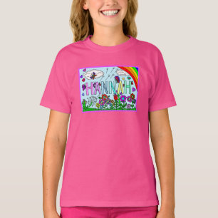Flickans Namn Hannah Whimsical Flowers, Rainbow T- T Shirt
