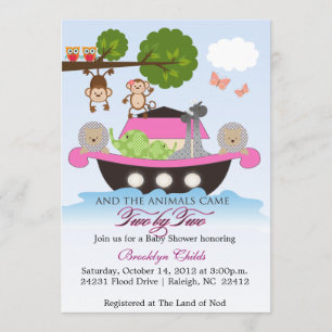 Flickans Noahs Ark Sets Sail Baby Shower-inbjudan Inbjudningar