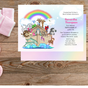 Flickans Noahs inbjudan till Ark Baby Shower