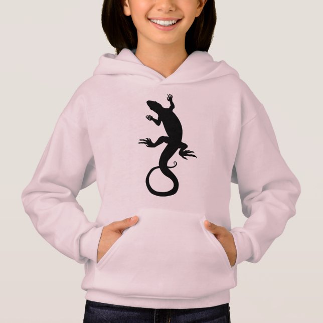 Flickans ödla Sweatshirt Reptile Art Kids Hoodie T Shirt (Framsida)