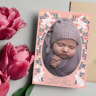 Flickans Påskägg Baby födelsekort för foto Inbjudningar