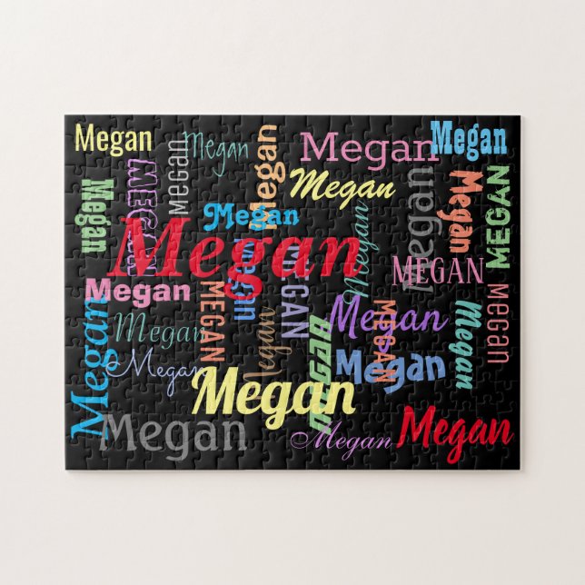 Flickans/pojkens Namn i Stilar och Färg av många s Pussel (Horisontell)