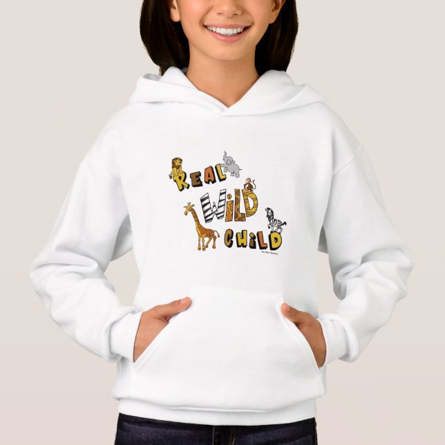Flickans Pullover Hoodie - äkta vildbarn T Shirt (Framsida)