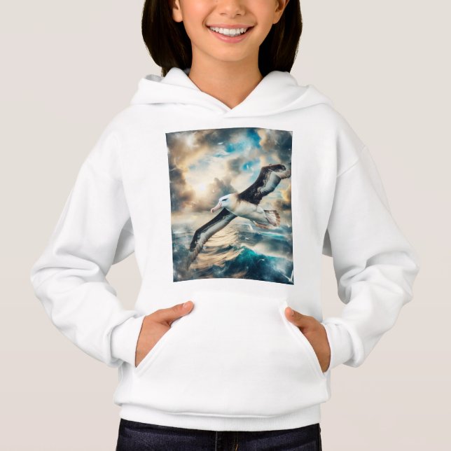 Flickans Pullover Hoodie Albatross Skriv ut T Shirt (Framsida)