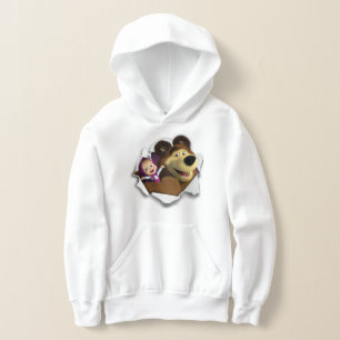 Flickans Pullover Hoodie Masha och björnen T Shirt