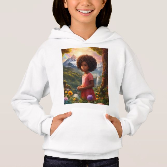 Flickans Pullover Hoodie tittar söt T Shirt (Framsida)