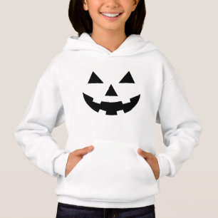 Flickans Pumpkin Ansikte / White Hoodie T Shirt