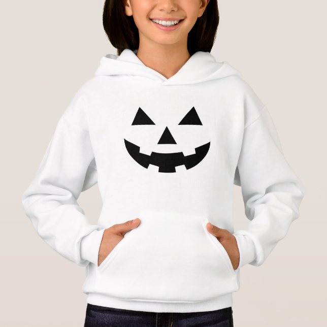 Flickans Pumpkin Ansikte / White Hoodie T Shirt (Framsida)
