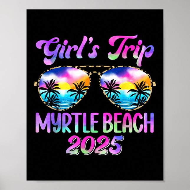 Flickans Resa Myrtle Beach 2025 Summer Beach Helg Poster (Framsidan)