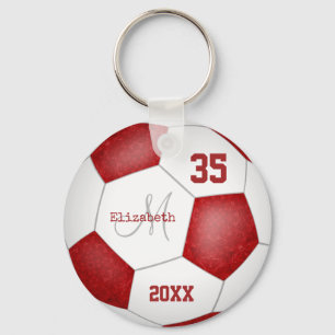 Flickans rödvita fotboll i namn nyckelring