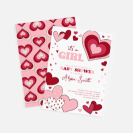Flickans Rosa Alla hjärtans dag Hearts Baby Shower Inbjudningar