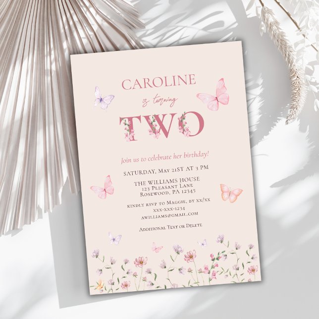 Flickans Rosa andra födelsedag Inbjudningar (Skapare uppladdad)